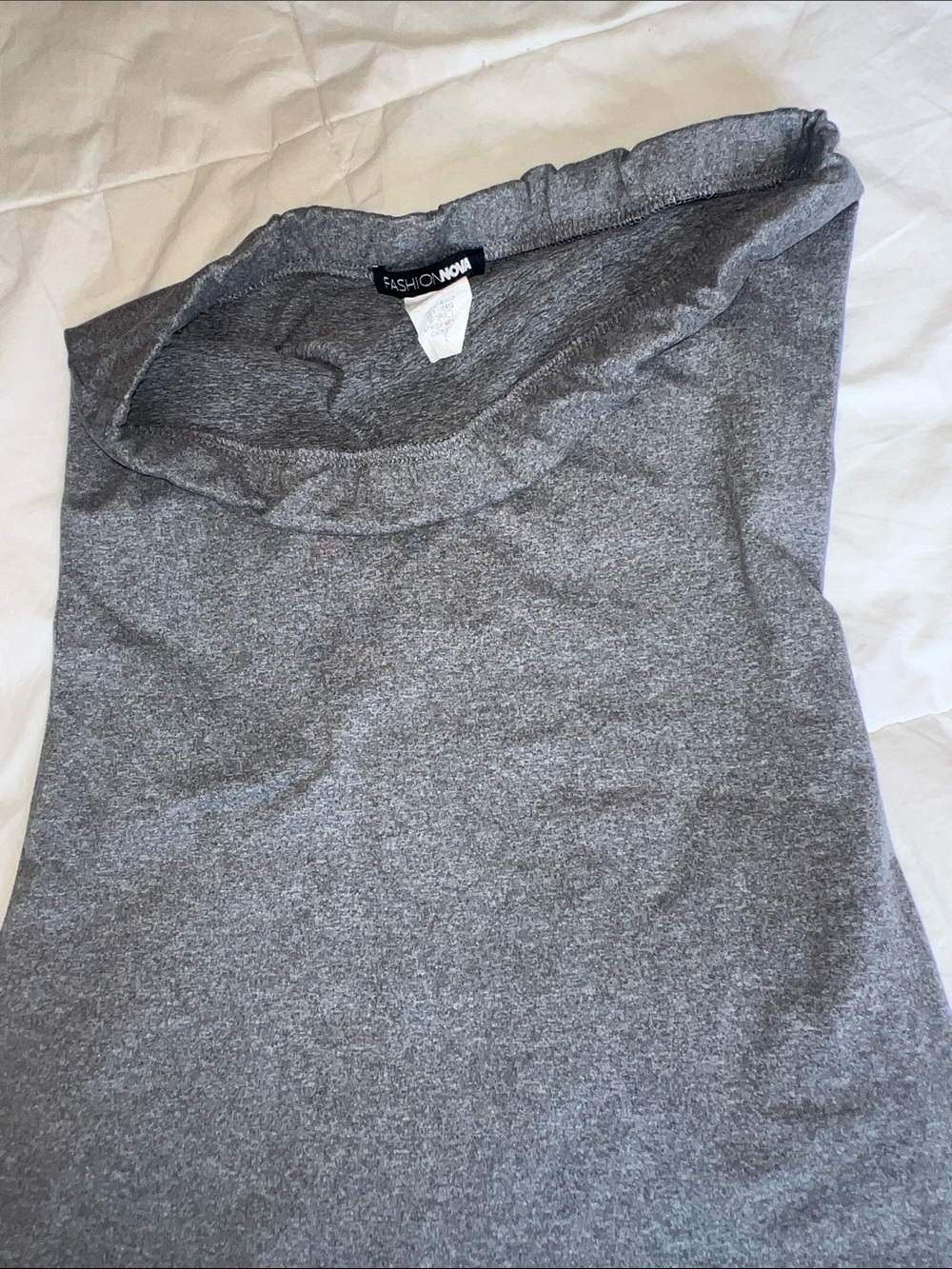 Fashion Nova Grey Strapless Knit Mini Dress - Picture 3 of 4